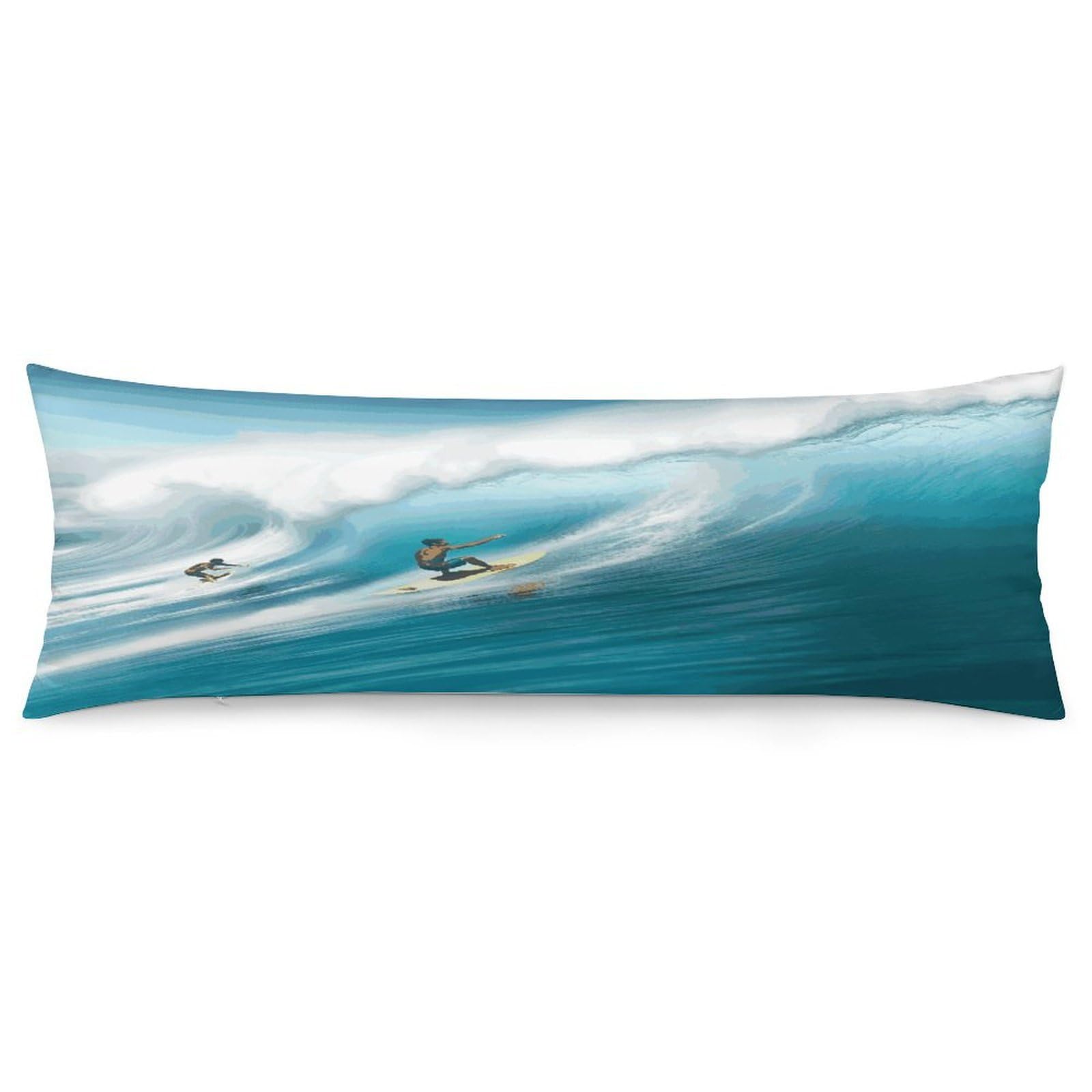 Surfing Pillowcase Basics Body Pillow Pillowcase with Zipper Retro Pillows Protector Long Pillow Case Cover for Hot Sleepers and Night Sweats