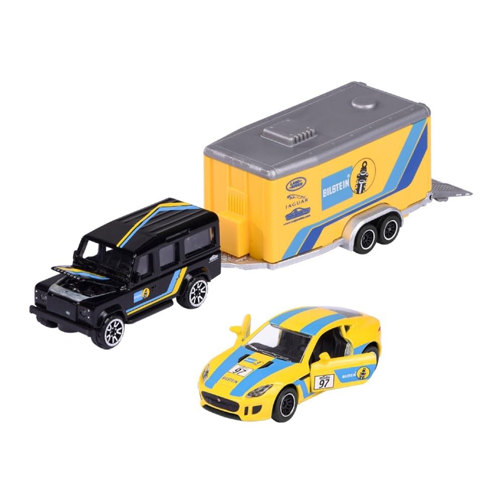 Majorette Race Trailer Land Rover Defender110 & Jaguar F-Type