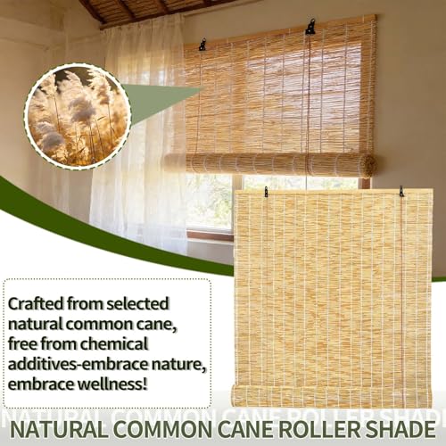 Store enrouleur bambou respirant blanc naturel style rétro extérieur