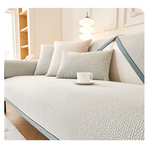 Housse de canapé en chenille beige 70x180 cm résistante - 8