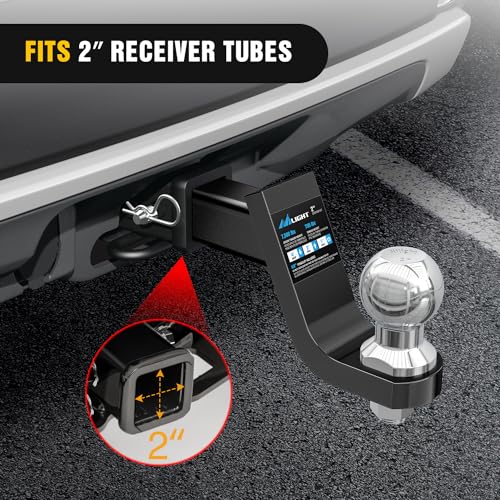 Image of Nilight Trailer Hitch Ball Mount with 2-Inch Ball & 5 /8 inch Hitch Pin Clip Fits 2-in Receiver 7500 lbs 4 inch Drop