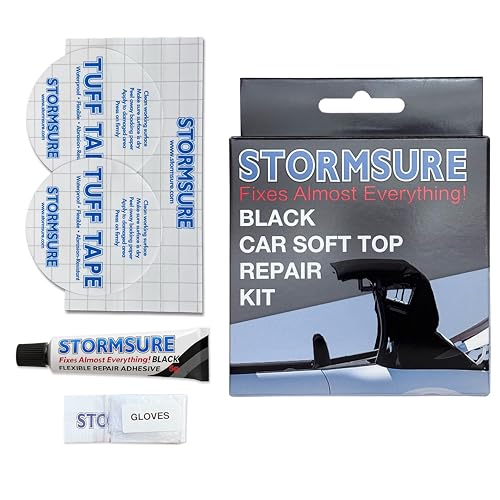 Black Car Roof Repair Kit - Repair Convertible Soft-Top Roof with a Waterproof Solution for Mend Tears and Holes