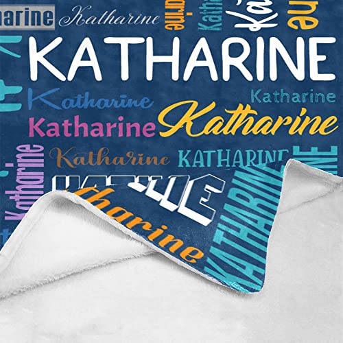 Personalized Blanket for Kids Adults Personalized Name Blanket Custom Blanket with Name Personalized Gifts for Christmas Birthday Valentines Day Mothers Fathers Day (Dark Blue&Colorful, 60"x80")