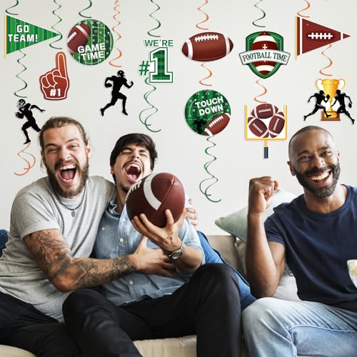 Image of 54Pcs Football Hanging Swirls Party Decorations Football Streamers Birthday Party Banner Garland for Sports Theme Game Day Decorations Tailgate Party Supplies