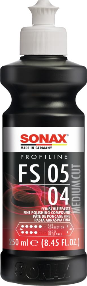 SONAX PROFILINE FS 05-04 (250 ml) - highly abrasive polishing paste. For restoration of weathered paint. Removes spray paint mist, scratches & sanding marks | Item No. 03191410