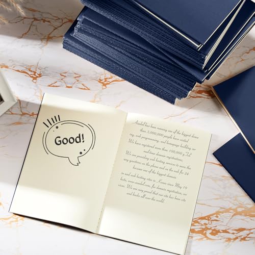 Image of 100 Pcs A5 Journals Notebooks Bulk,Navy,Blank | Kraft Softcover Small Notebooks 5.5 Inch x 8.3 Inch Notepads with 60 Page 30 Sheet for Writing Sketch Travel Office Supplies