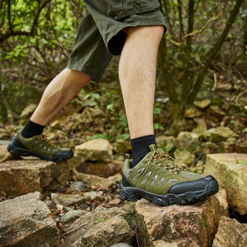 Image of SHULOOK Men's Waterproof Hiking Shoes Lightweight Anti Slip Outdoor Ankle Boots Breathable Hike Trekking Trails Shoe