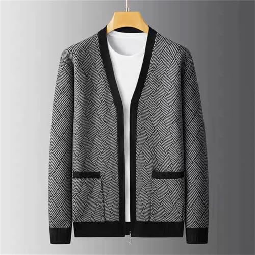 Men's V-Neck Knitted Sweater Fashion Zipper Shawl Casual Cardigan2