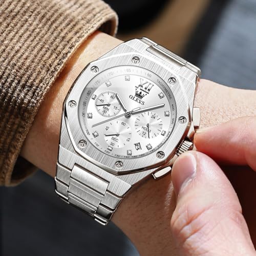 Image of OLEVS Watches for Men Luxury Fashion Large Dial Male Watches Analog Quartz Stainless Steel Waterproof Business Dress Men's Wrist Watch