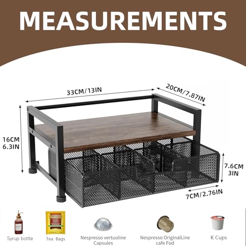 Boite a The Rangement 8 Compartiments Noir Porte-Sachets - 3