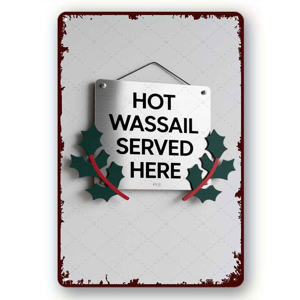 peiyeety Tin Sign Wall Art Decor Christmas Sign Hot Wassail Signs Farmhouse Metal Plaque Signs Decorations Home Room Bedroom Sayings Gift 8x12 Inch