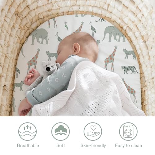 Image of Little Grape Land Bassinet Sheets for Baby Boys Girls 4 Pack, (Safari)