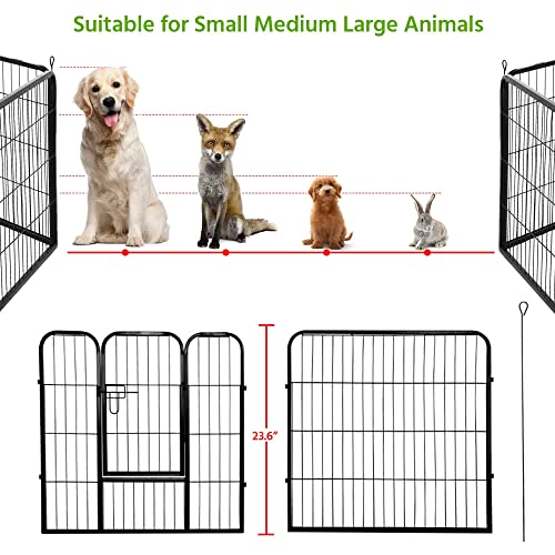Topeakmart 24-Inch Foldable Dog Pen Metal Pet Playpen Puppy Cat Exercise Fence Barrier Playpen Kennel Outdoor Indoor Black 16 Panels #TOP3