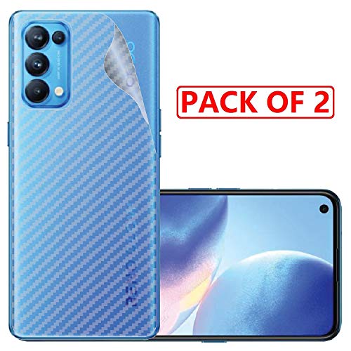 Image of Compatible with (Pack of 2) Oppo Reno 5 Pro Back Screen Protective Film Carbon Fiber Skin Transparent Screen Guard Sticker