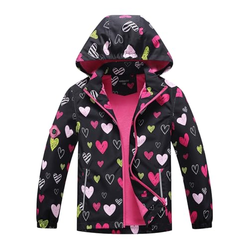 Image of MGEOY Boys Girls Rain Jacket Lightweight Waterproof Hooded Fleece Lined Raincoat Windbreakers for Kids