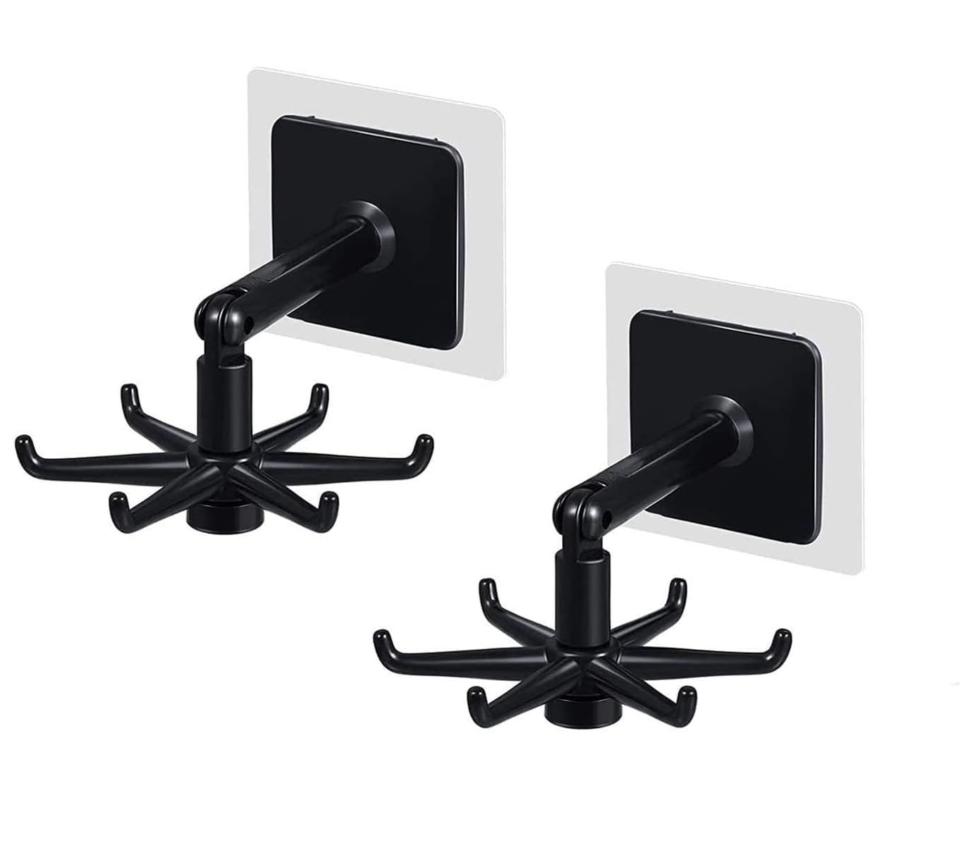 360° Rotating Adhesive Wall Hook Rack 6 Hook Swivel Hanger Self Adhesive Heavy Duty Folding Wall Organizer for Kitchen Bathroom Office No Drill 1 Piece-image-38