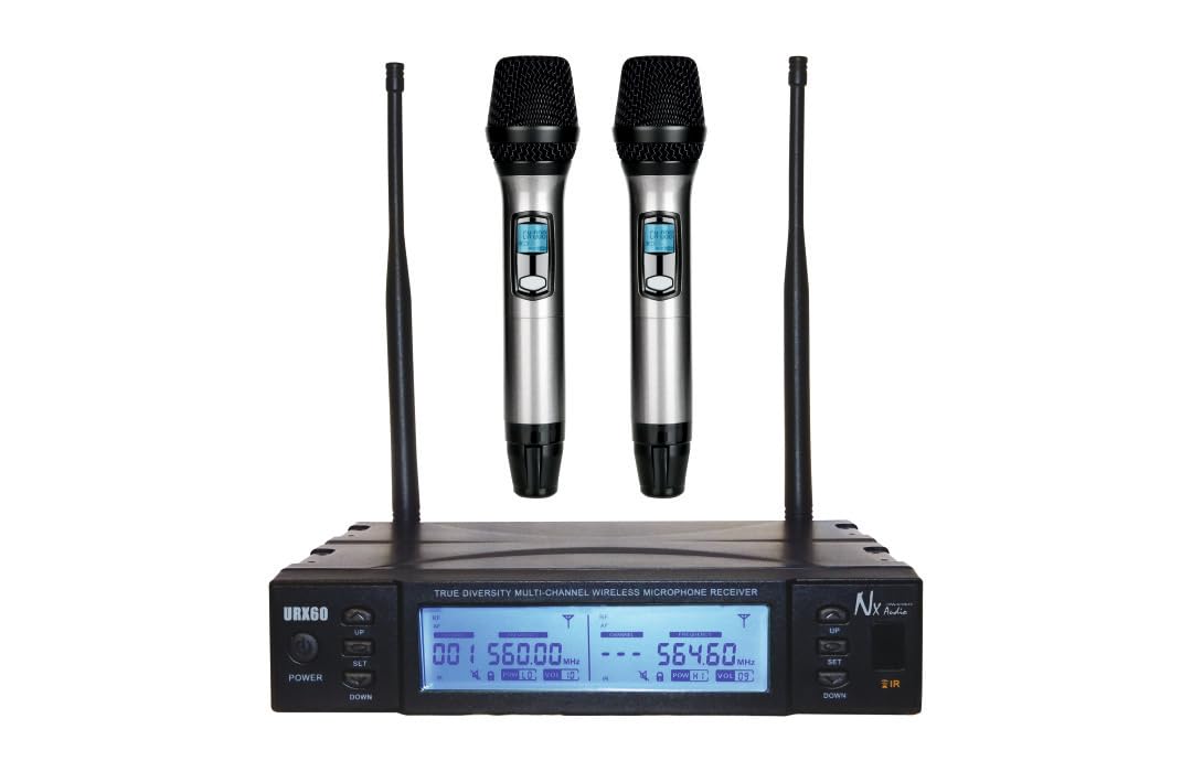 Nx Audio URX60 Professional UHF Wireless Dual Microphone System, 90+ Selectable Frequencies, 24 Channel Digital Receiver, LCD Display, Stage Performance System-picture-10