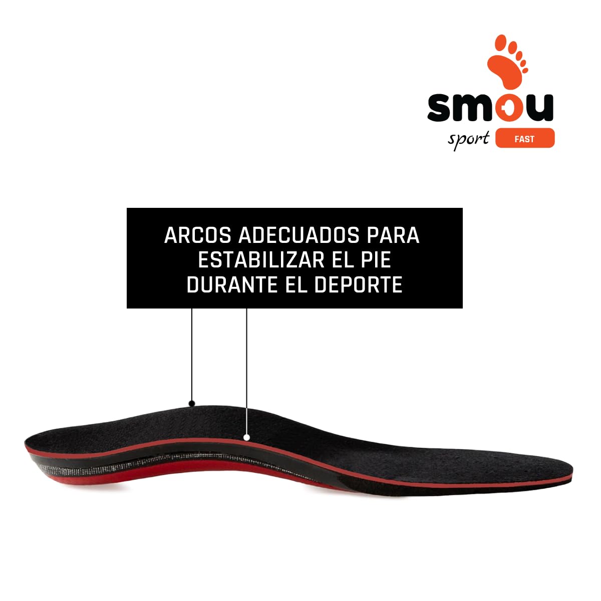 SMOU SPORT FAST Plantillas Memory foam para deporte Mujer y Hombre | Padel-Tennis | Impulso-equilibrio | Soporte del arco | Memory foam Gran Amortiguación | Para Zapatillas Deportivas (43-44 EU)
