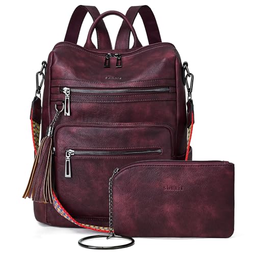 Image of Shrrie Vegan Leather Backpack Purse for Women with Adjustable Shoulder Bag
