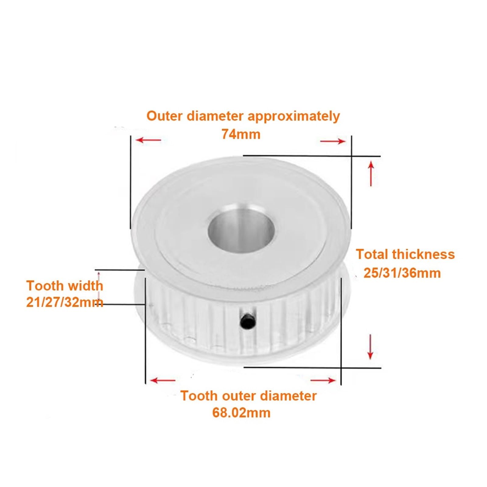 Puleggia dentata T10 22T 24T 25T Foro 8-30mm for cinghia da 20-30mm(Bore 16mm,24T(1pcs),For belt 30mm)