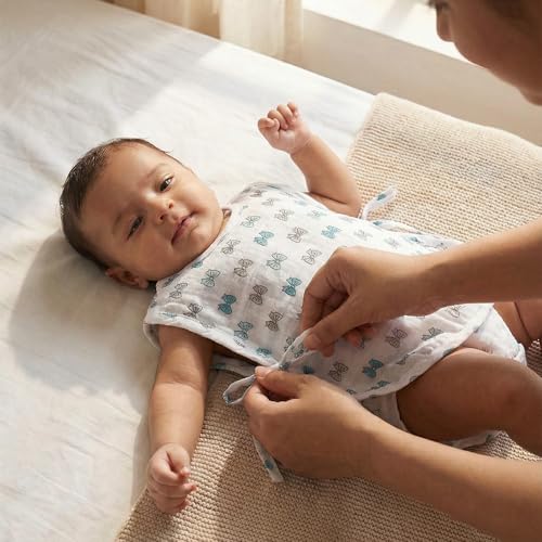 Image of TWC Organic Cotton Muslin Jhablas for Newborn Baby Boy and Girl | Unisex Baby Vest, Soft & Breathable All-Season Wear