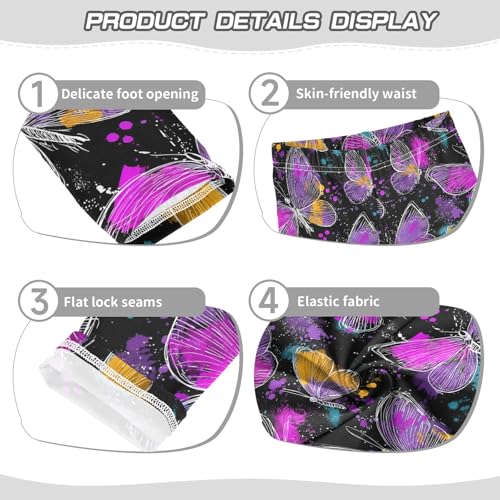 Girls' Athletic Leggings Ankle Length Yoga Dance Pants Kids Teen 4T Splashing Background Butterfly3