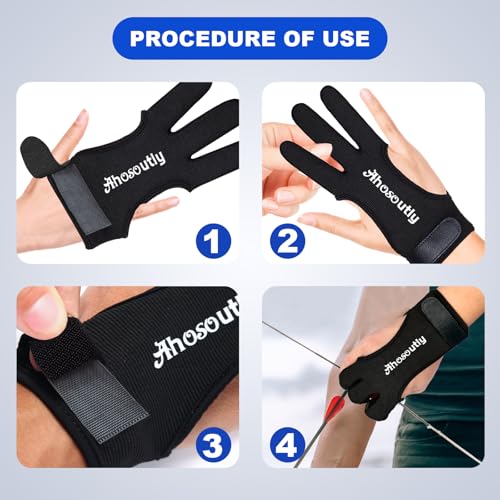AHOSOUTLY Archery Glove Three Finger Leather Elasticity Archery Protective Gloves Archery Shooting Gloves for Adult and Kids,Protective Gear (Black, Large) - image 6