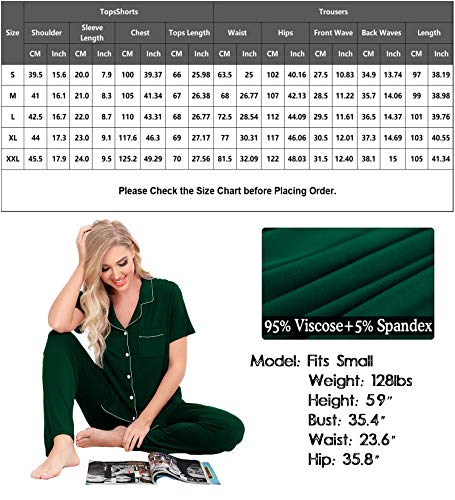 Image of SWOMOG Women Pajama Sets Two-Piece Nightwear Short Sleeve Sleepwear Button Down Pj Lounge Sets with Long Pants