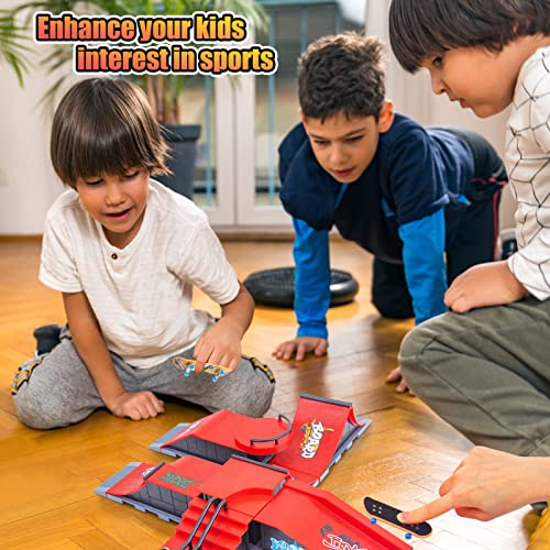 Gr8ware Skateboard Ramp 6-in-1, Fingerboard Half Pipe Ramp, Mini Skateboards for Fingers, Finger Skateboards Kit for Fingerboards Training Props Interactive Freestyle Skate Game for Kids Adults