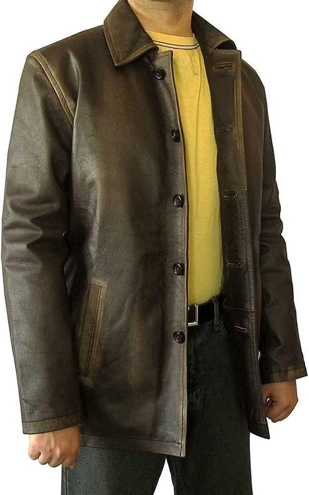 Hide & Seek Men’s Genuine Leather Trench Blazer – Vintage Classic Hunter Style Inspired by Paranormal Action TV Series