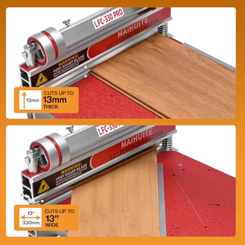 Image of 13 inch Pro Vinyl Plank Cutter with Extra HSS Blade, Laminate Floor Cutter for Laminate Floor, Engineer Wood, LVP, LVT, VCT, SPC, WPC, Maximum cut to13 mm ! Simple Assembly, Quick Cutting