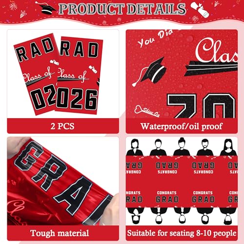 Image of OHOME Graduation Decorations 2026 2027- ๐๐๐๐ ๐๐๐ ๐๐๐๐ ๐๐๐๐๐ โ๐๐% ๐๐
๐
Disposable Plastic Red Tablecloth for Class of 2026 Decorations Party Favors Supplies Backdrop,54 inch X 108 inch,2Pcs