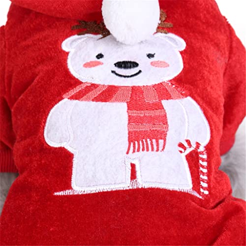 Ornaous Cute Dog Cat Christmas Hoodie, Pet Teddy Bear Cosplay Costume, Puppy Fleece Outfits Warm Clothes（M Size） #TOP5
