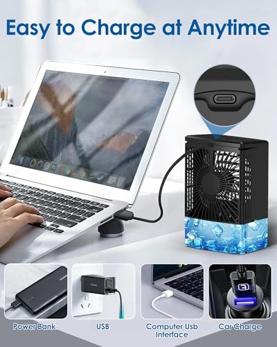 Portable Air Conditioners，Upgraded Portable AC Small Air Conditioner Personal Air Cooler Mini Evaporative Cooler 3 Wind Speed Portable Small AC with 7 Night Light for Room Home Bedroom Office — view 5