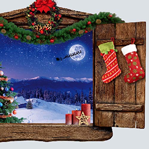 image for LIOOBO 2pcs Christmas 3D Fake Windows Wall Sticker Broken Cracked Self