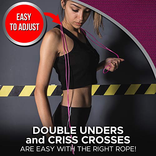 Jump Rope with 2 Adjustable Speed Rope Cables - Weighted - Skipping Rope for Men, Women and Kids - Jumping Rope for CrossFit, Boxing, MMA, Fitness Workout, Cardio Exercise - Professional Jump Ropes