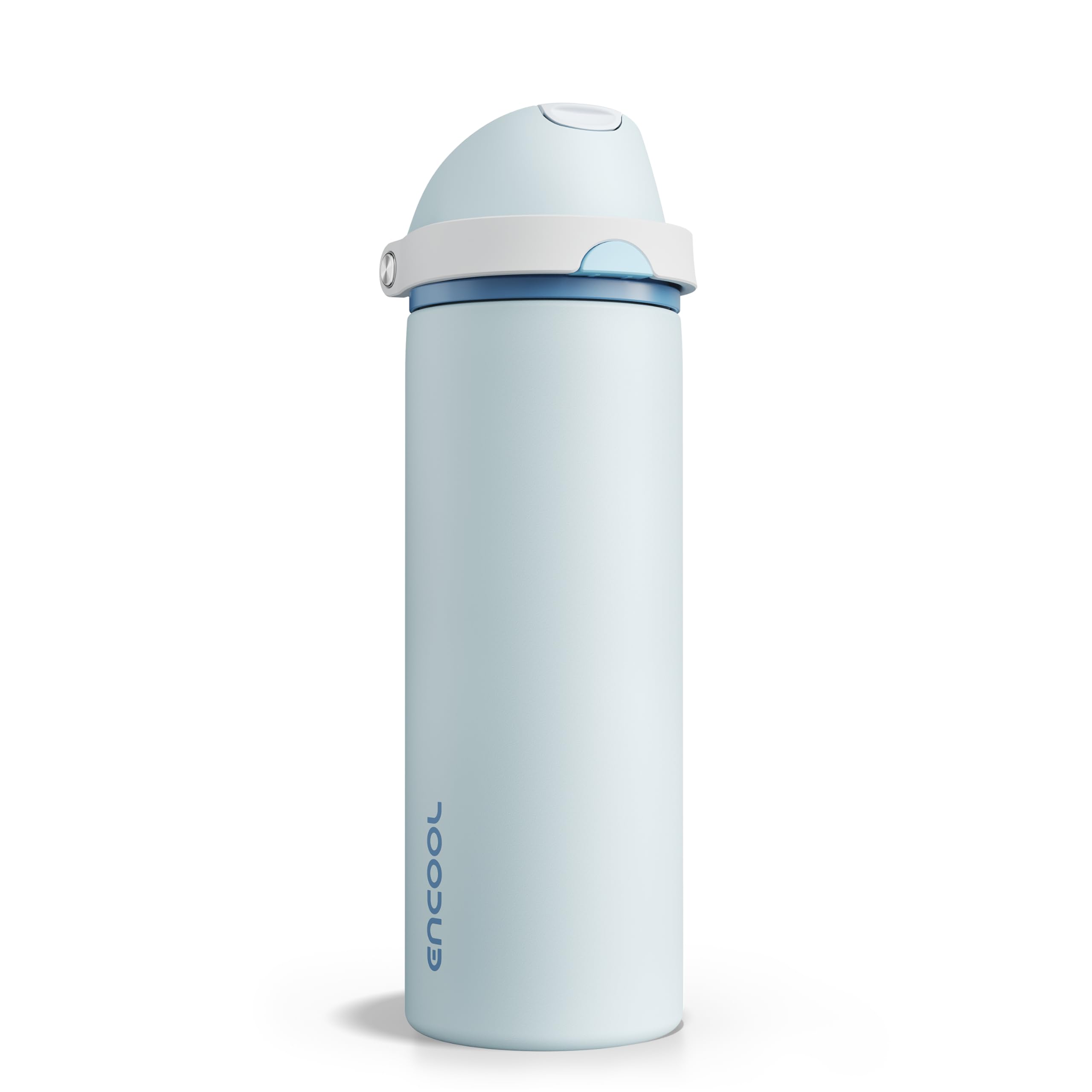 Insulated Water Bottle with Straw - Encool Stainless Steel Water Bottle with Push Button Lid, Leak-Proof &amp; BPA-Free, Keeps Cold for 24 Hours for Sports, Travel, Gym (24 oz, Jungle Mist)