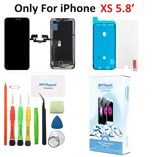 Premium Screen Replacement for iPhone Xs (5.8 inch) - 3D Touch TFT LCD Complete Repair kit - Digitizer Display Glass Replacement with Waterproof Adhesive, Tools,Tempered Glass, Instruction
