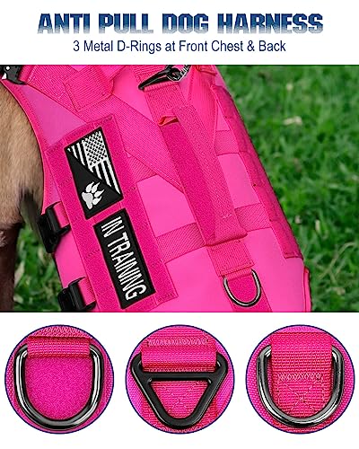 Image of PETNANNY Tactical Dog Harness - No-Pull Service Vest for Large Breeds, with Hook & Loop Patch Panel & MOLLE System | Padded Handle for Walking, Hiking & Training (Pink,XL)