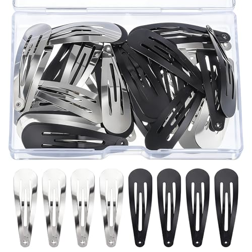 40 Stück Metall Haarspangen, 5cm Haarspangen Mädchen Kinderhaarspange Bunte Rutschfeste Snap Haarklammern mit Aufbewahrungsbox für Damen Mädchen Kinder