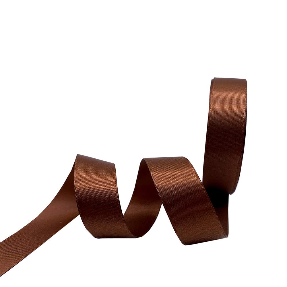 Snapklik.com : QIANF 1 Inch Wide Satin Ribbon Brown Ribbon For Gift ...