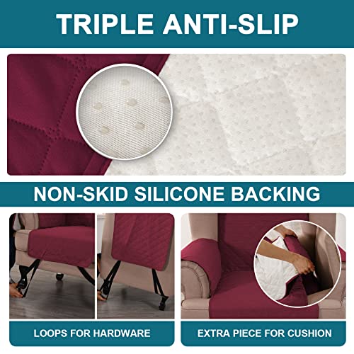 Turquoize-100-Waterproof-Wing-Chair-Cover-Wing-Armchair-Slipcovers-Chair-Couch-Protector-Triple-Non-Slip-Sofa-Slipcover-for-Wing-Chair-Furniture-Protector-for-Pets-KidsDog-Wing-Chair-Burgundy Turquoize 100 Waterproof Wing Chair Cover Wing Armchair Slipcovers Chair Couch Protector Triple Non Slip Sofa Slipcover for Wing Chair Furniture Protector for Pets KidsDog Wing Chair Burgundy