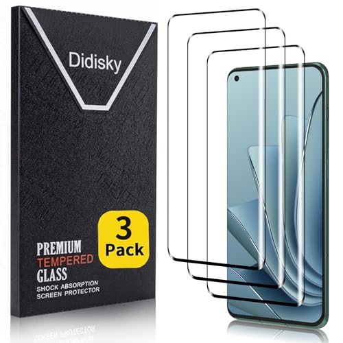 Didisky 3 Pack Screen Protector for Oneplus 10 Pro (Not for 10t 10) Tempered Glass Film Anti Scratch 3D Curved Full Coverage Easy to Install Bubble Free 9H