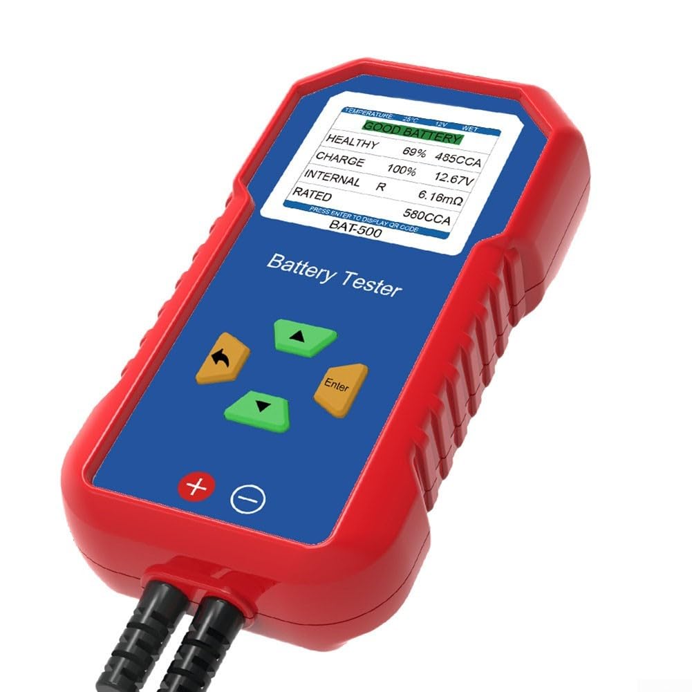 Batterietester 12V/24V für Blei-Säure-AGM-EFB-Lithium-Akkus, Innenwiderstand-Messgerät mit Farbdisplay, CCA-SOC-SOH-Diagnose für Auto-LKW-Werkstatt
