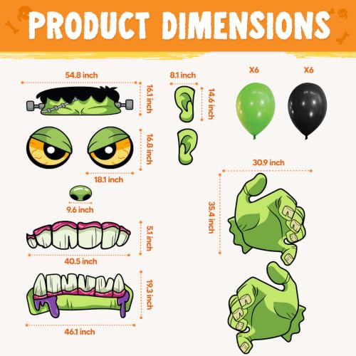 Image of JOYIN Halloween Trunk Or Treat Decor Kit, Halloween Decorations Outdoor Indoor Car Stickers, Haunted House SUV Archway Garage Lawn Balloons