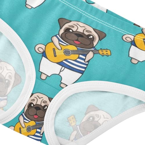 Pug Playing Guitar Panties Little Girl Girls Underwear Toddler Cotton Fun Print Briefs Kids Undies 2t4