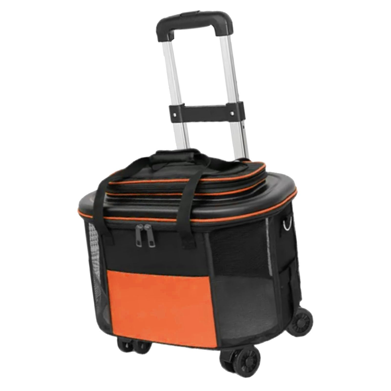 Alomejor Transportín con Ruedas para Mascotas, Resistente y Transpirable, con Ruedas para Viaje, Maleta de Tela Oxford para Perros y Gatos (Orange)