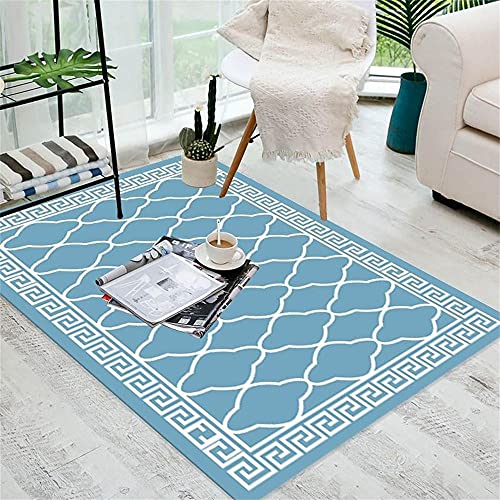 Tapis salon bleu décoration maison moderne géométrie simple 50x80 - 2
