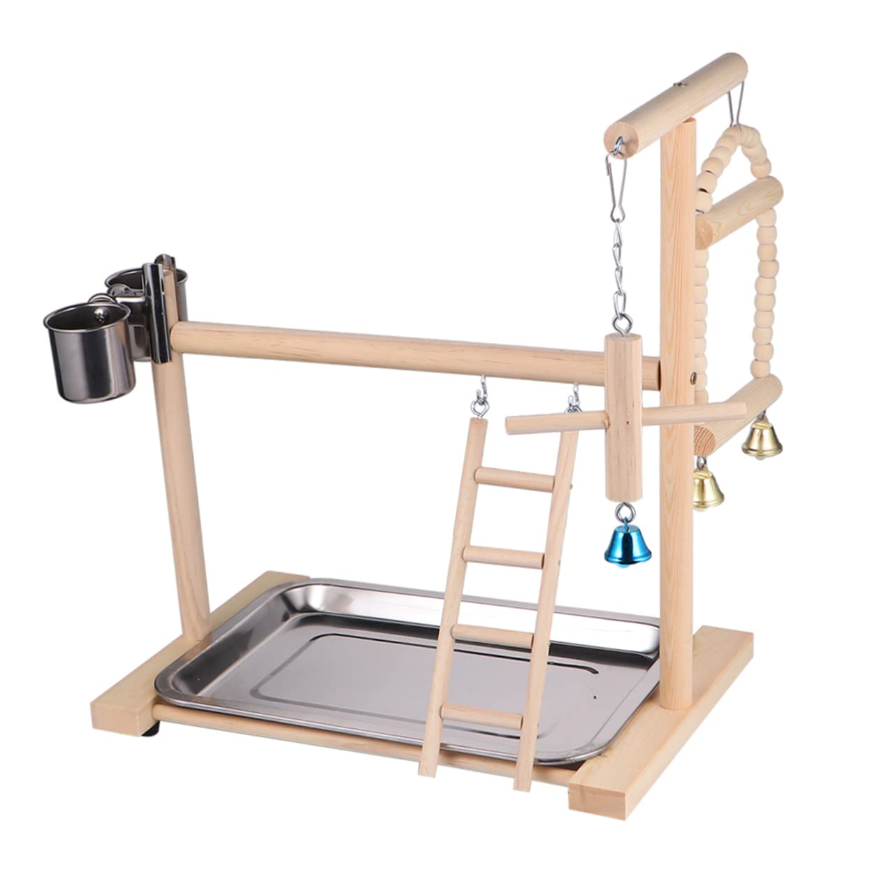 ibasenice 1 Pieza pájaro de Juguete Juguetes para pájaros Divertido Juguete de Loro Juguetes Pararse Accesorios Juguete Colgante de Loros Loro Soporte de Juguete Bambú Beige