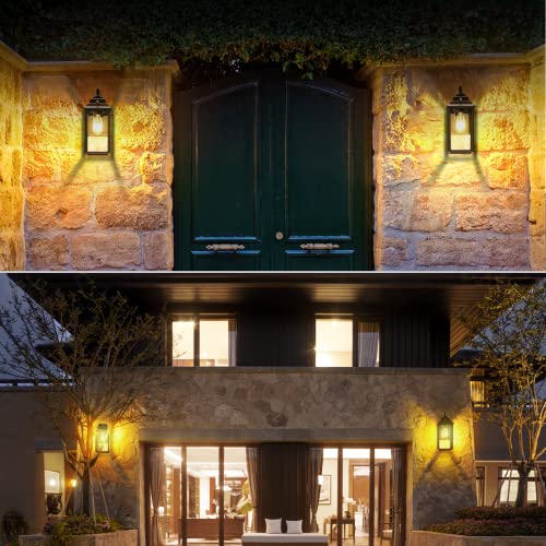 Quncwl Outdoor Wall Light Porch Fixture: Exterior Lights Lantern Sensor Dusk To Dawn - Outside Sconce Lighting Black Lamp For House Garage Front Door #TOP6